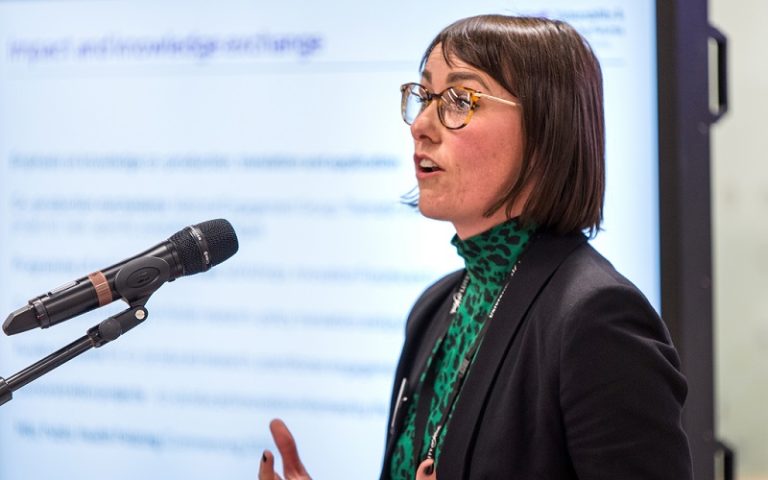 Dr Kate Brown talking at an event