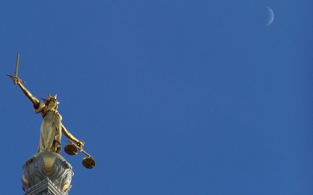 Statue of Lady Justice on top of the Old Bailey